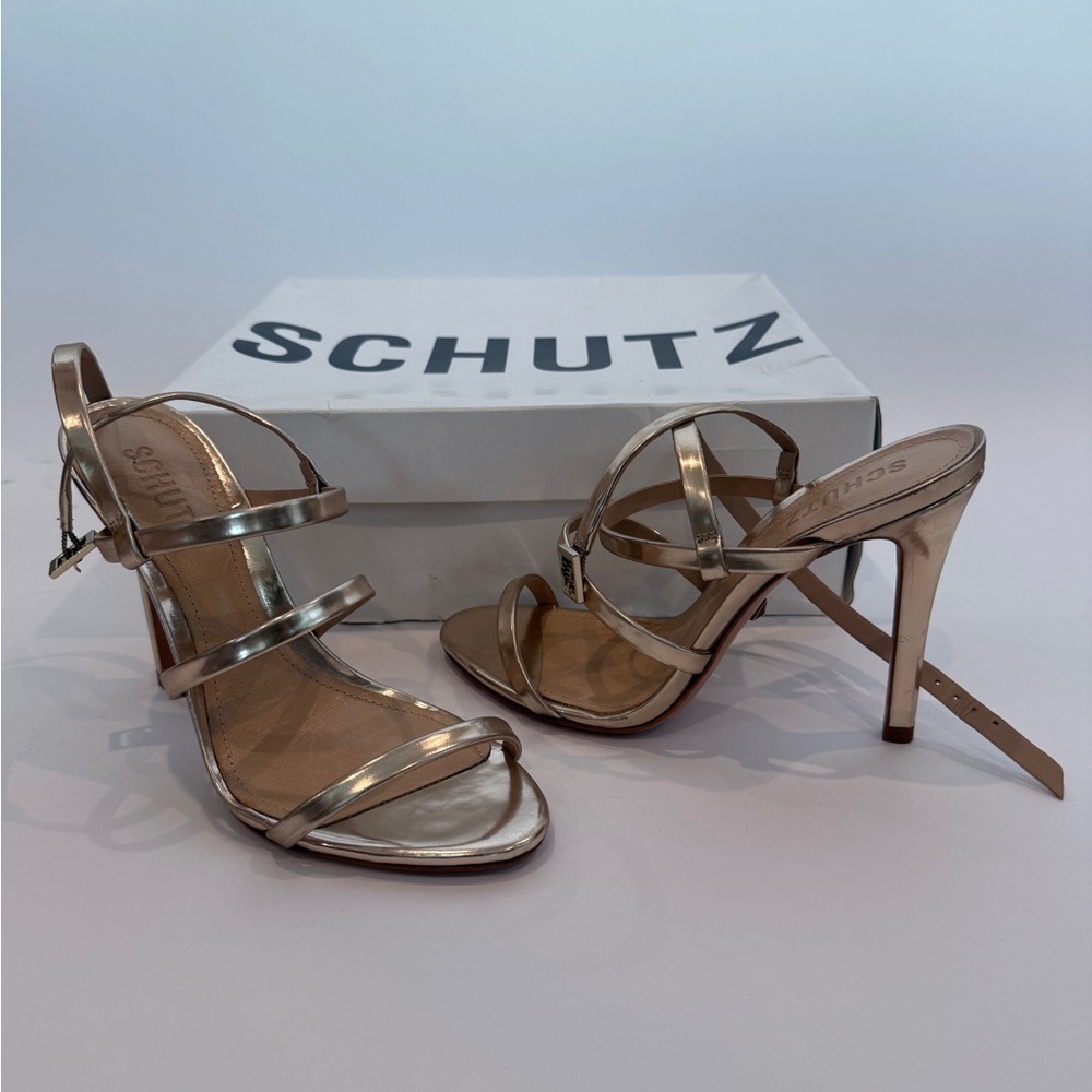SCHUTZ Gold Strappy Heels
